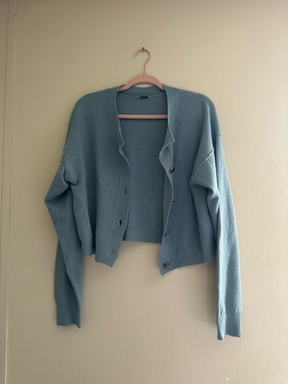 Free People Sky Blue Button Cashmere Cardigan